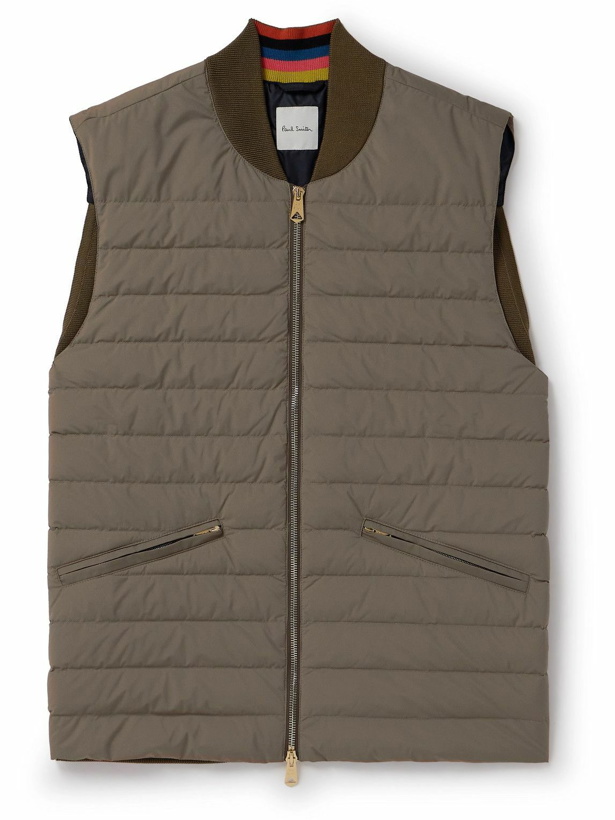 Photo: Paul Smith - Cotton-Panelled Quilted Shell Down Gilet - Brown