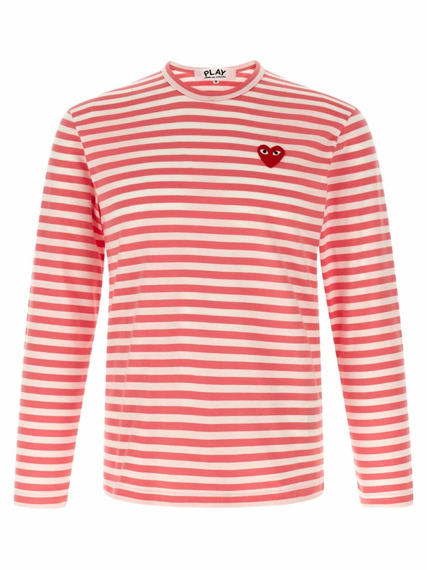 Photo: Comme des Garçons Play Logo Patch Stripes T-shirt