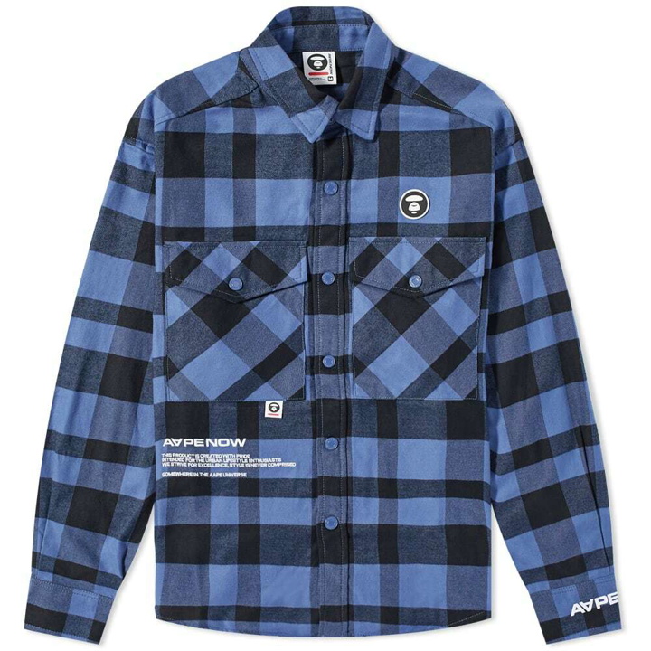 Photo: Men's AAPE AAPE Now Check Flannel Shirt in Blue