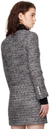 Juun.J Gray Round Neck Crop Tweed Jacket