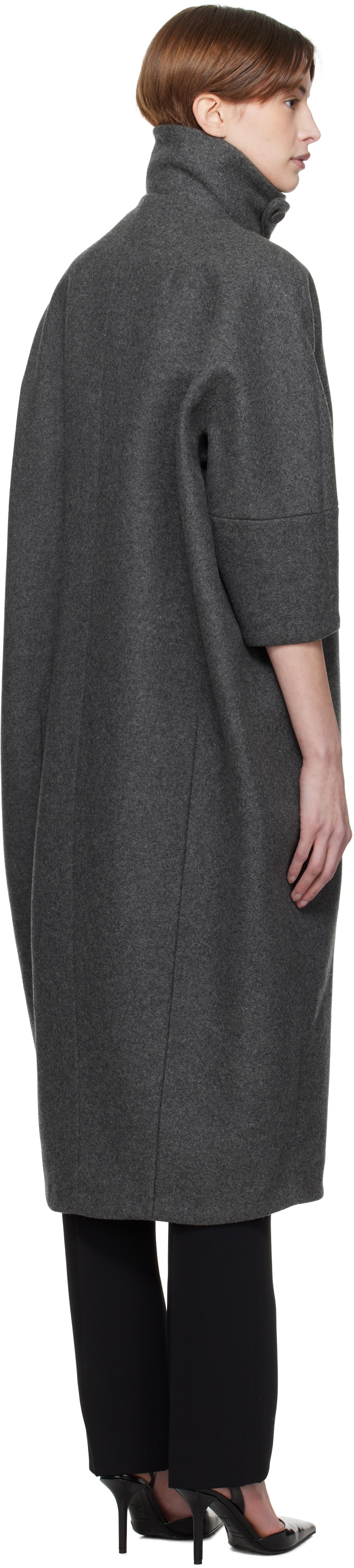 AARON ESH Gray Double Button Cocoon Coat
