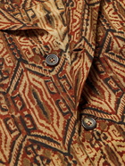 Karu Research - Camp-Collar Printed Silk Shirt - Brown