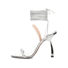 Piferi Women's Izma 100 Lace Up Heel Sandal in Silver