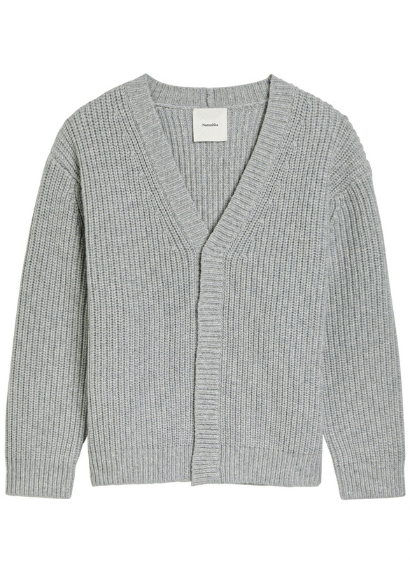 Photo: Nanushka Varten Wool and Cashmere-blend Cardigan Light Grey