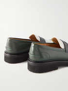 VINNY's - Richie Colour-Block Leather Penny Loafers - Green