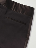 Valentino - Straight-Leg Satin-Trimmed Wool Trousers - Brown