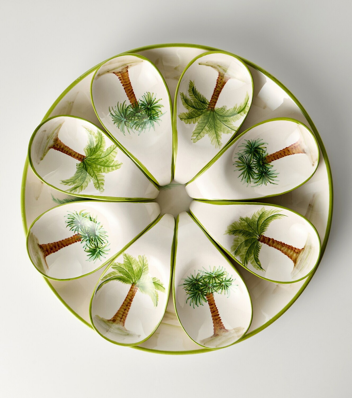 Les-Ottomans Palm set of 8 ceramic starter plates and platter