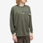 WTAPS Men's Long Sleeve WTUBE Print Pocket T-Shirt in Olive Drab