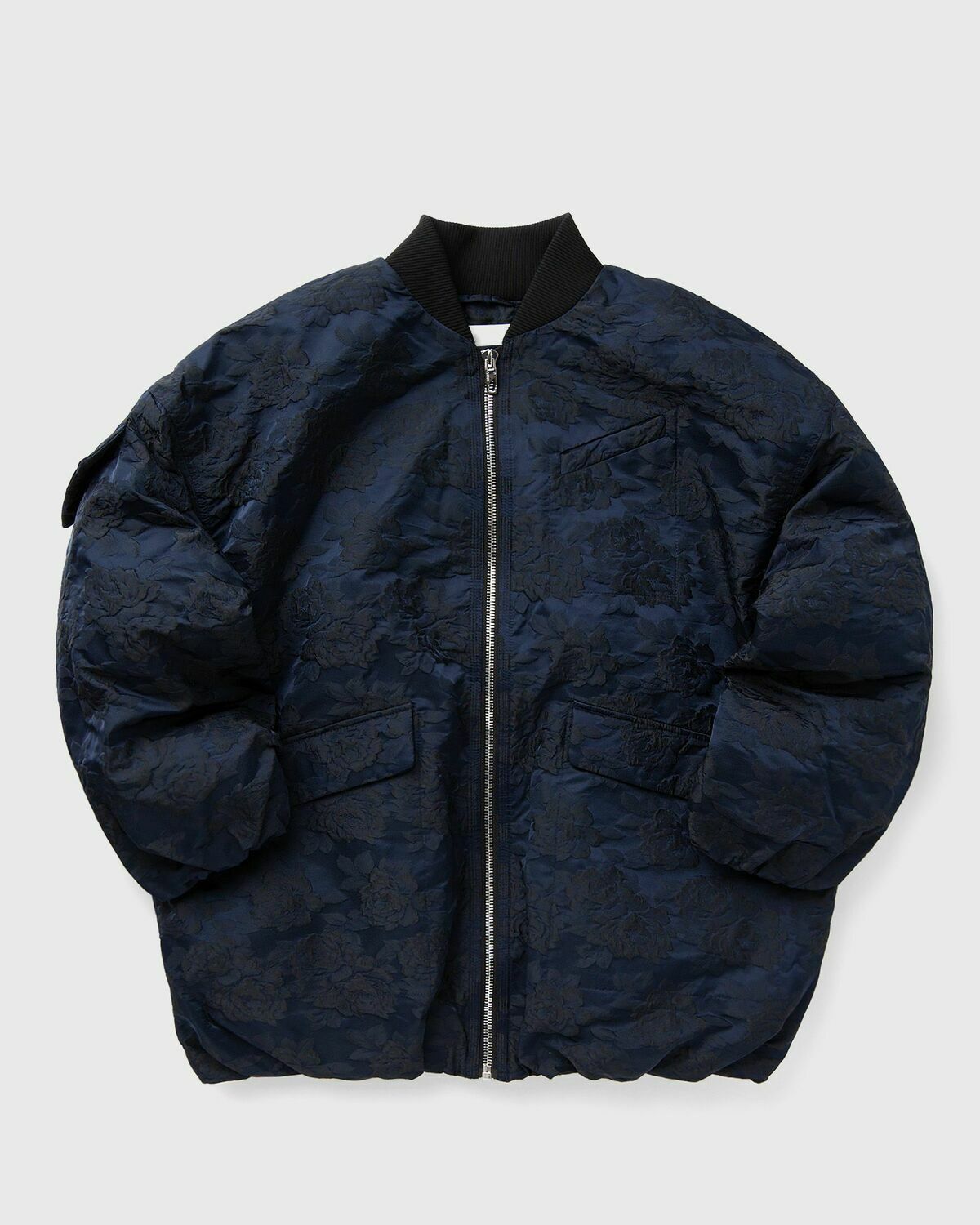 Ganni Botanical Jacquard Bomber Jacket Blue Bomber Jackets