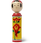 Japan Best - Akihiro Sakurai Painted Wood Kokeshi Doll, 18cm - Yellow