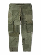 Greg Lauren - Mixed Army Lounge Tapered Patchwork Cotton Cargo Trousers - Green