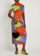 Pleats Please Issey Miyake Printed Pleated Woven Midi Skirt Red