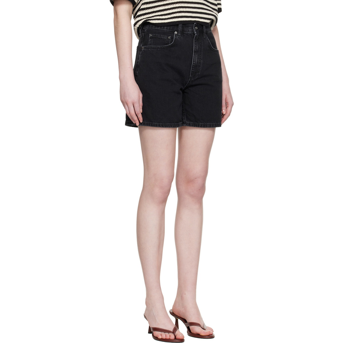 ANINE BING Black Delaney Denim Shorts
