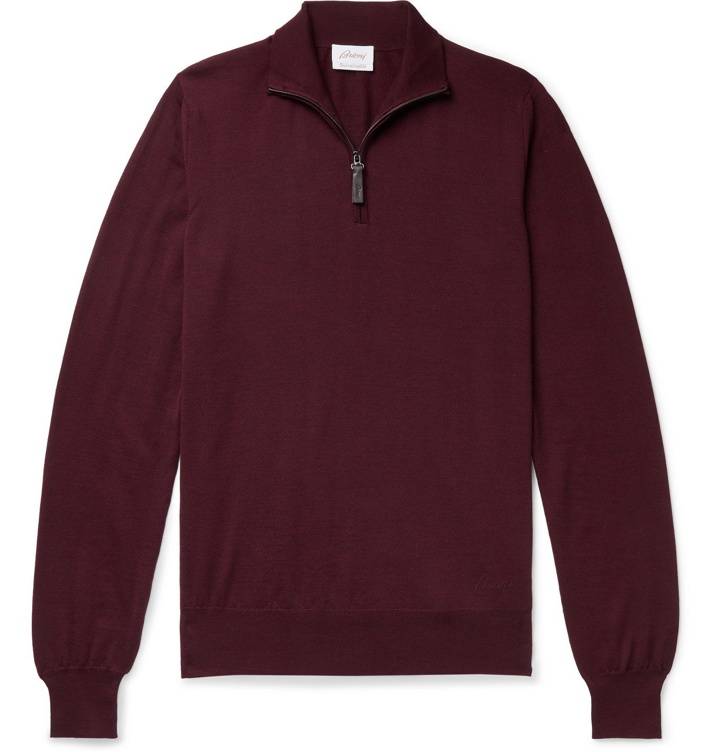 Photo: BRIONI - Wool Half-Zip Sweater - Burgundy