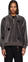 Song for the Mute Gray Corduroy Daisy Quarter Zip Sweatshirt
