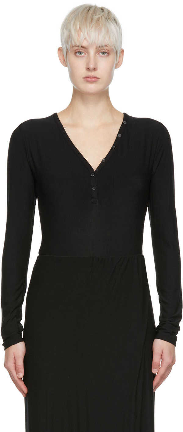 determ; Black Rayon Bodysuit