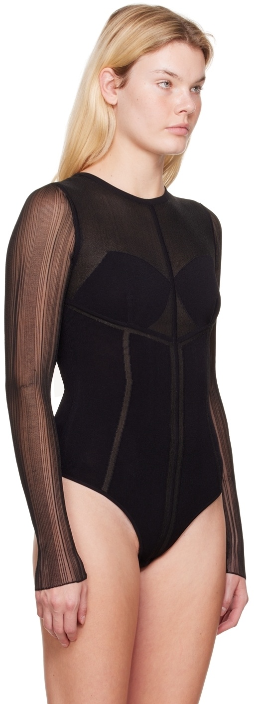 New Look Black Mesh Strappy Bustier Bodysuit