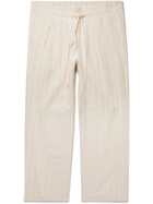 Chamula - Wide-Leg Striped Cotton Drawstring Trousers - Neutrals