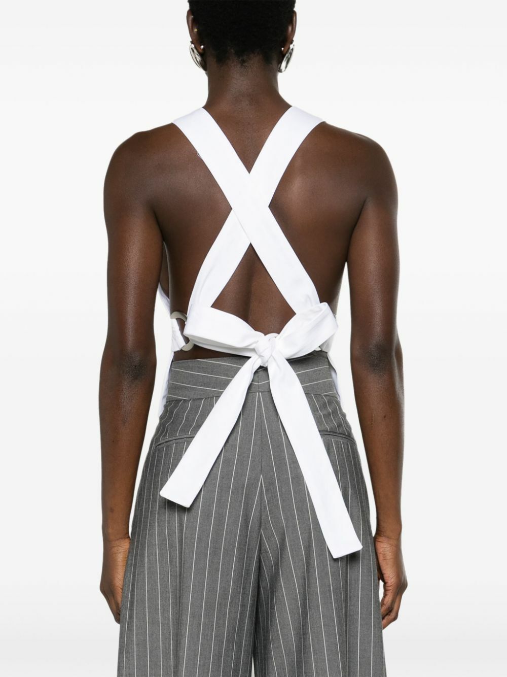 Sinead O'Dwyer White Square Neck Crop Top