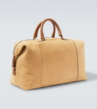 Kiton Leather-trimmed suede duffel bag