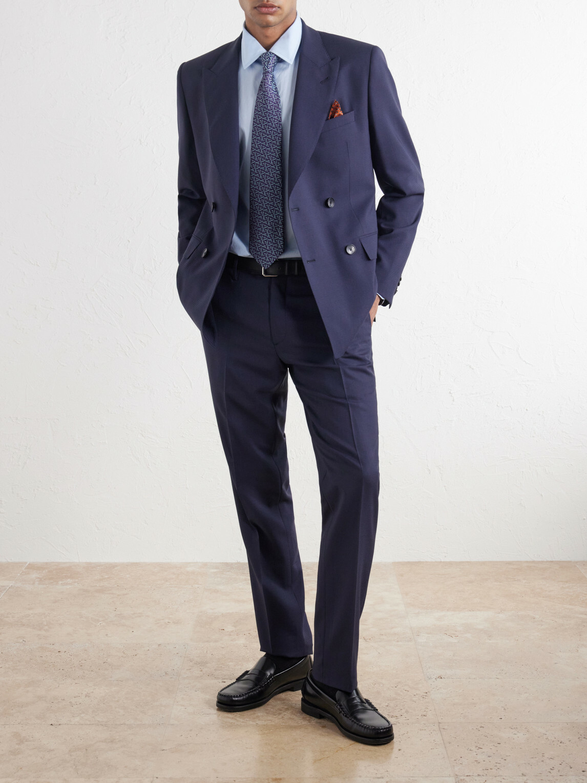 Mr P. - Straight-Leg Houndstooth Wool Suit Trousers - Blue