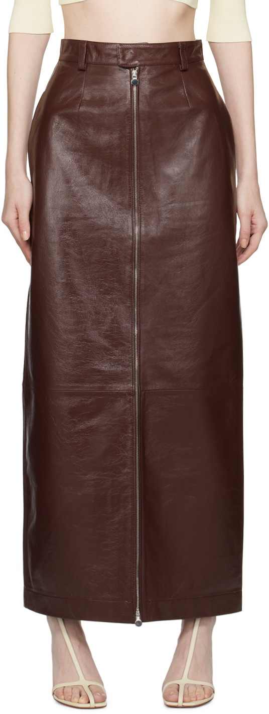 Photo: Niccolo Pasqualetti Brown Patta Leather Maxi Skirt