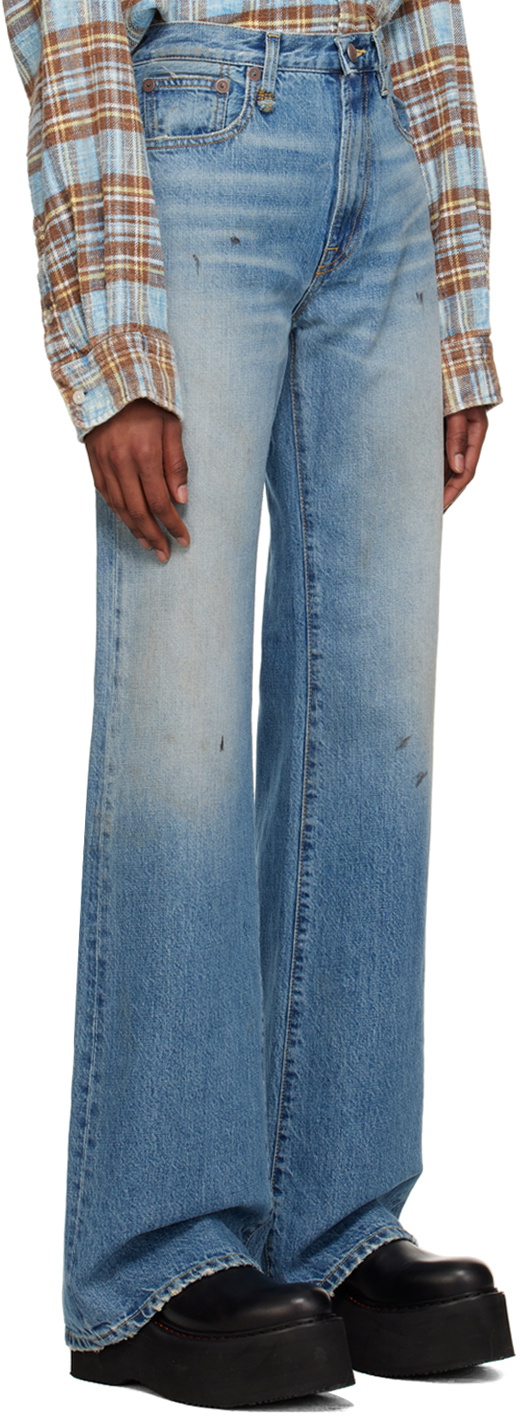 R13 Blue Cotton High-Waisted Jean