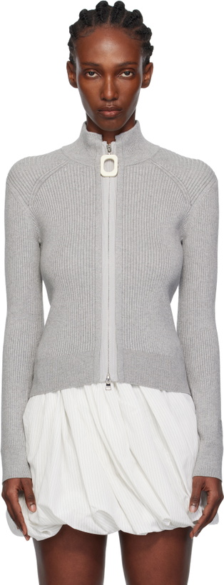 Photo: JW Anderson Gray Fitted Zip Up Sweater