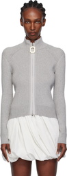 JW Anderson Gray Fitted Zip Up Sweater