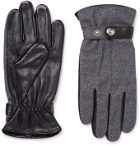 Dents - Guildford Mélange Flannel and Leather Gloves - Gray