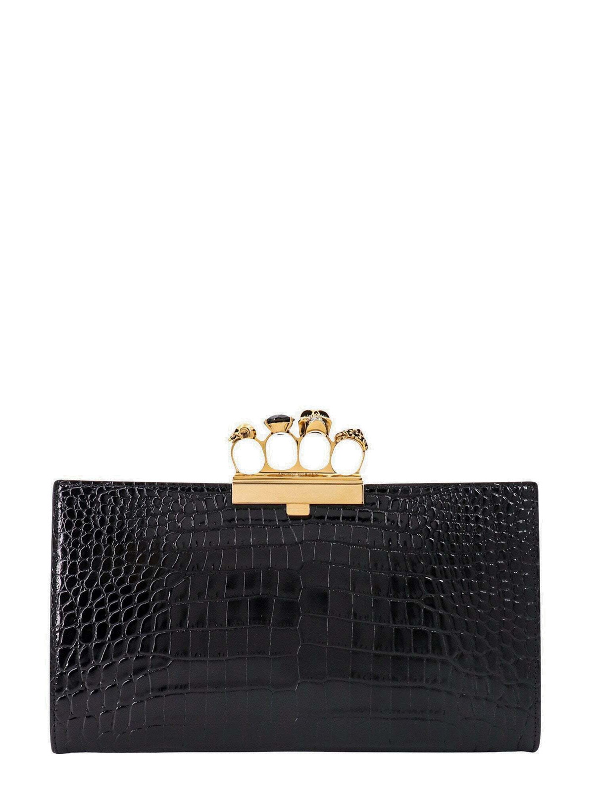 【送料&関税込】Alexander McQueen Printed Leather The Jewell Alexander Mcqueen Jewelled Black Womens Alexander McQueen