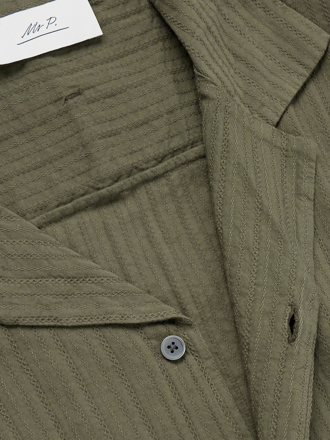Mr P. - Camp-Collar Embroidered Cotton Shirt - Green