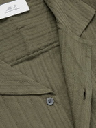 Mr P. - Camp-Collar Embroidered Cotton Shirt - Green
