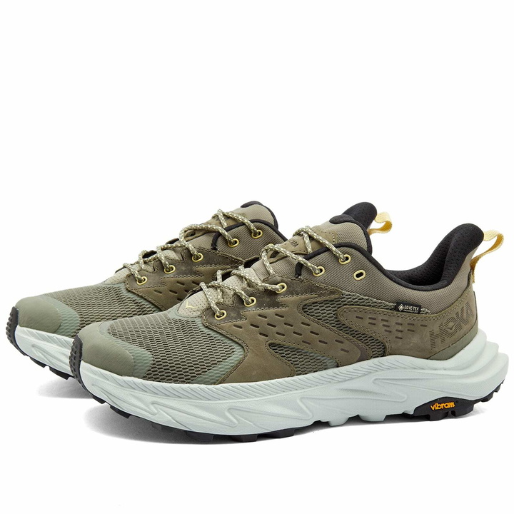 Photo: Hoka One One Men's Kaha 2 GTX Sneakers in Olive Haze/Mercury