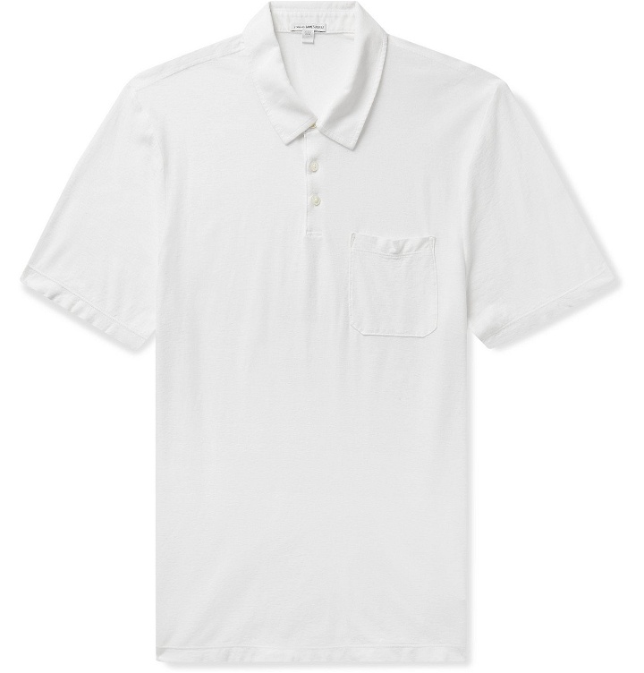 Photo: JAMES PERSE - Cotton and Linen-Blend Jersey Polo Shirt - White