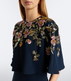 Oscar de la Renta Embellished silk-blend georgette gown
