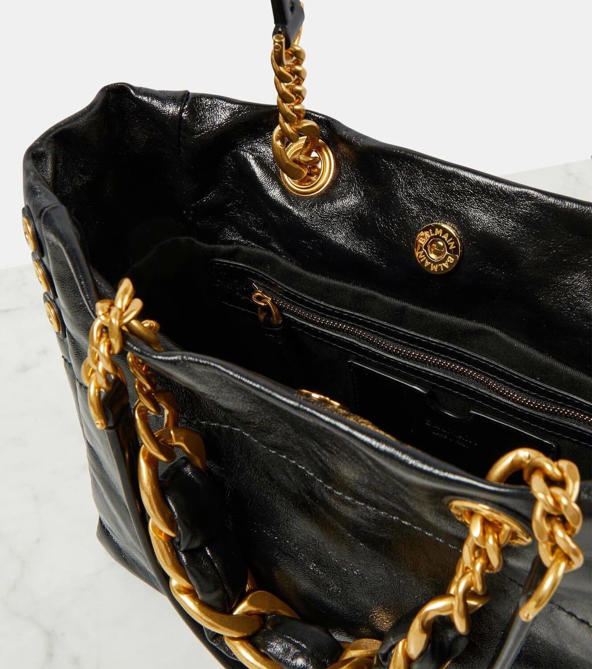 Balmain 1945 Soft Cabas Small leather tote bag