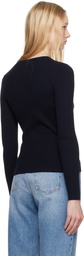 Maison Kitsuné Navy Baby Fox Patch Fine Ribbed Cardigan