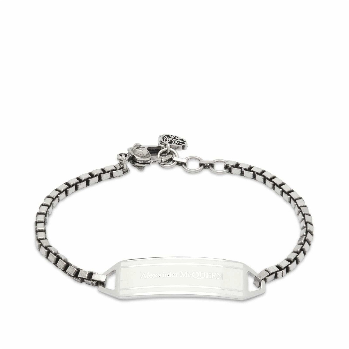 Alexander McQueen Men's Enamel Tag Chain Bracelet in Silver/Ivory ...