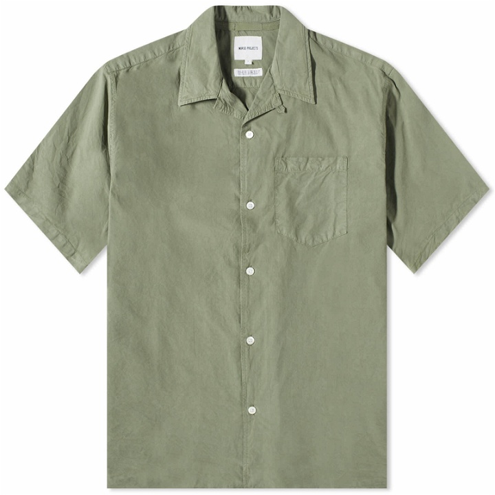 Photo: Norse Projects Men's Carsten Tencel Short Sleeve Shirt in Dried Sage Green