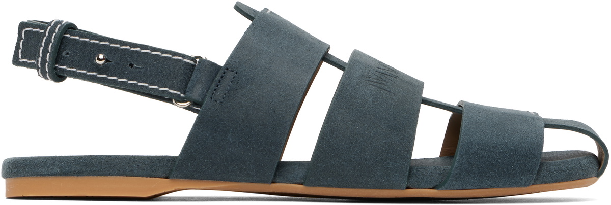 J W ANDERSON フィッシャーマンレザープラットフォームサンダル Fisherman leather platform sandals in black - JW Anderson