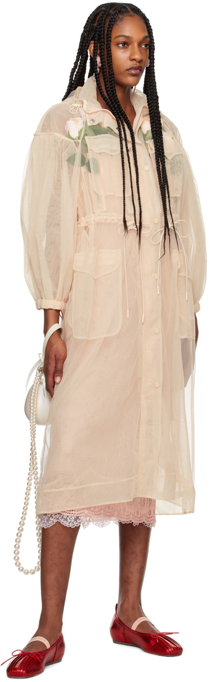 Simone Rocha Beige Stuffed Flowers Coat Simone Rocha