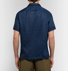 Monitaly - Camp-Collar Linen Shirt - Navy