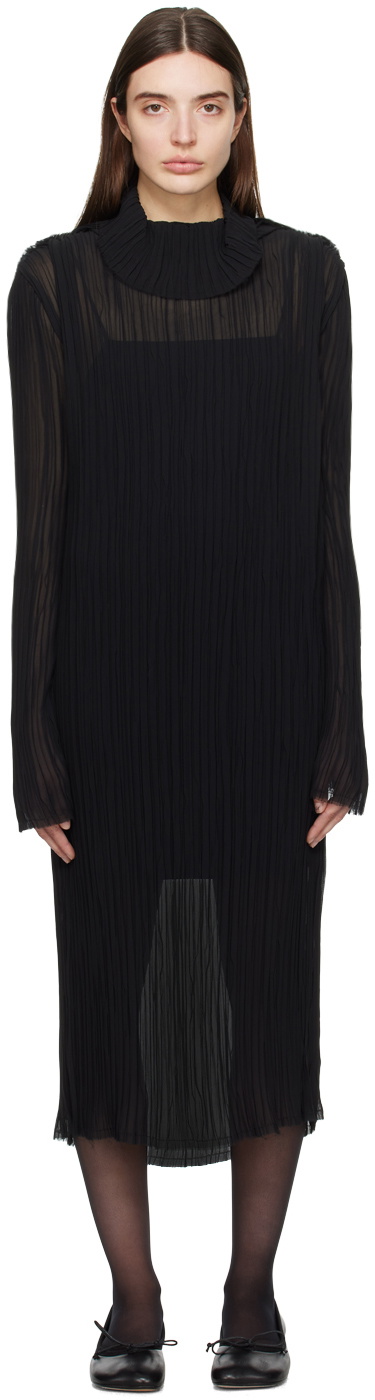 MM6 Maison Margiela Black Sheer Midi Dress MM6 Maison Margiela