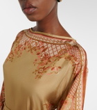Zimmermann Belted printed silk midi dress