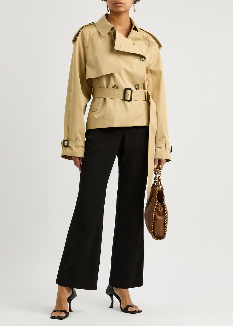 Stella Mccartney Cropped Cotton Trench Coat Beige Stella