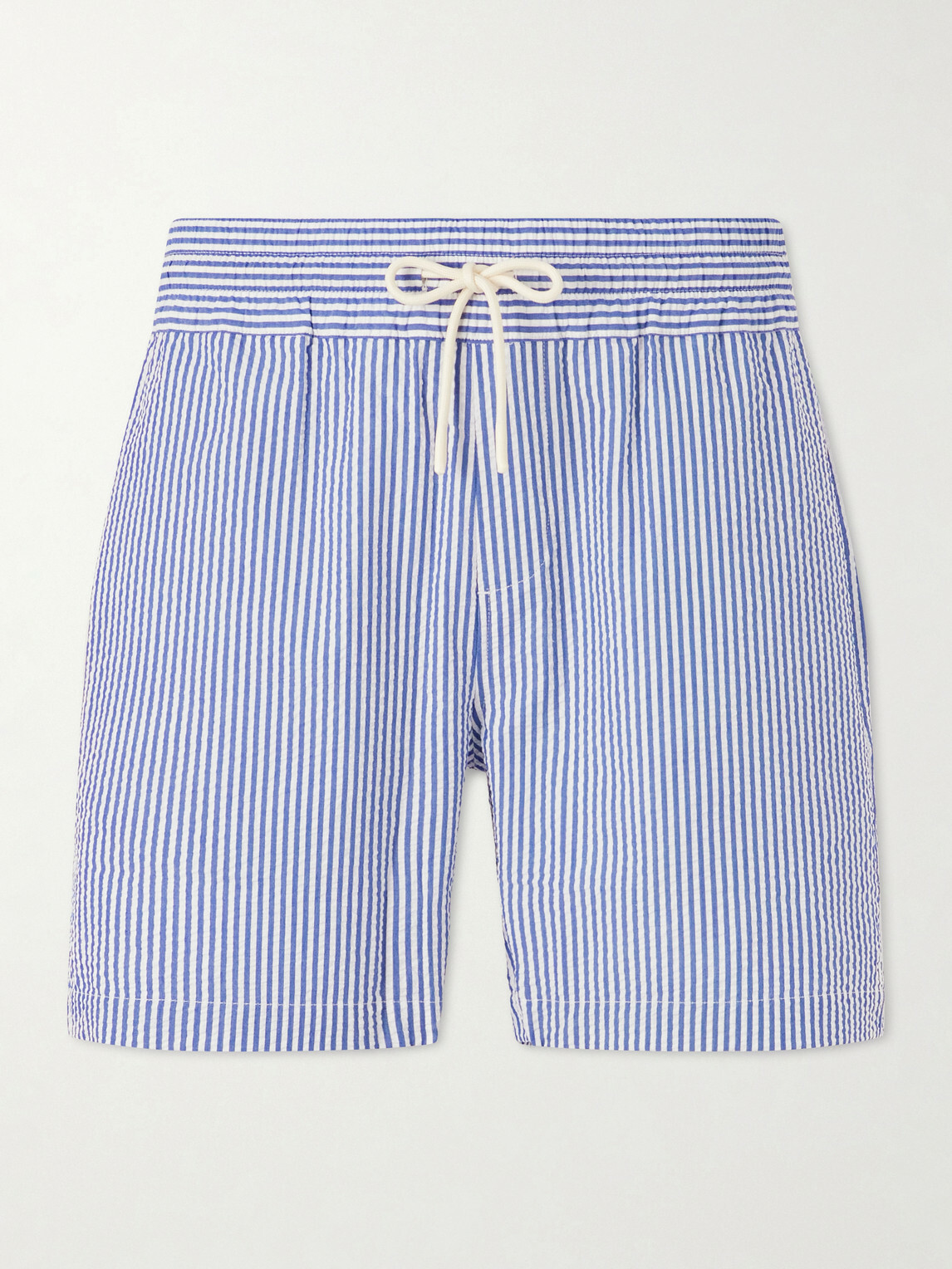 Portuguese Flannel - Atlantico Straight-Leg Striped Cotton-Seersucker Shorts - Blue