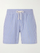 Portuguese Flannel - Atlantico Straight-Leg Striped Cotton-Seersucker Shorts - Blue