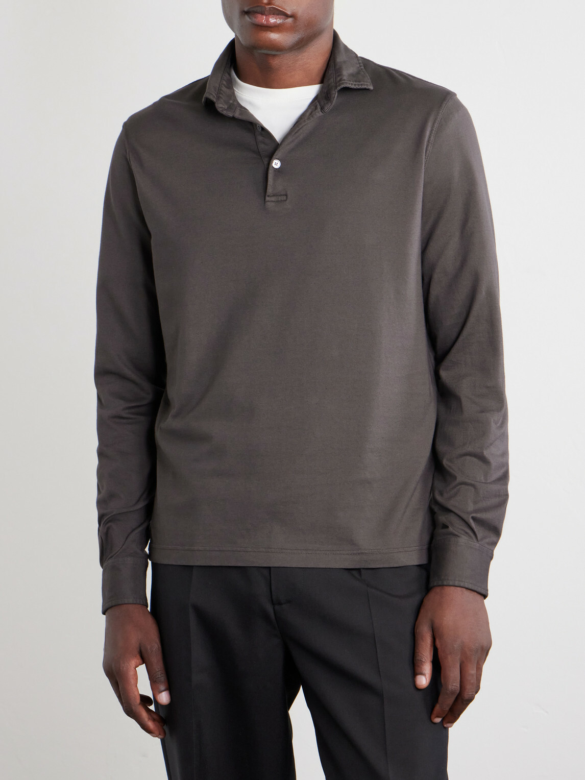 FEDELI - Cotton-Jersey Polo Shirt - Brown