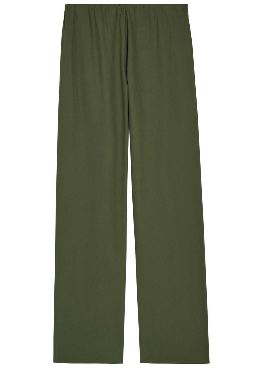 Vince Colette Wide-leg Cotton-poplin Trousers Khaki
